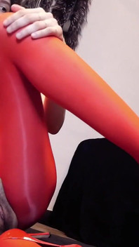 Goddess Galattica’s Red Shiny Pantyhose Worship