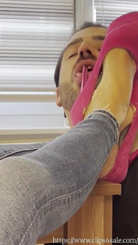 Pink High Heels Foot Worship - Valeria Night side View