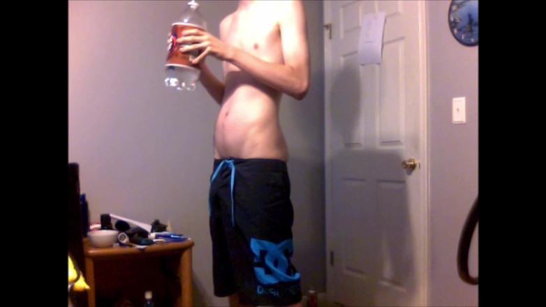 ElementX1018: Young Guy Fills His Stomach with Water