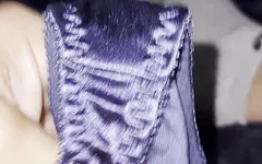 Cum in Purple Satin Gstrings