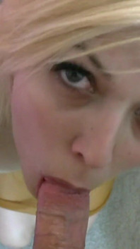 Lacey masturbates and then gives a swallow blowjob