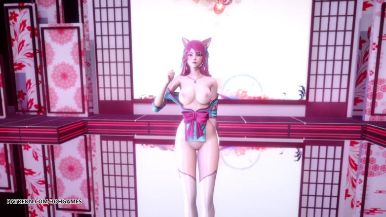 3D-Hentai Games: [MMD] iu - lilac spirit blossom ahri, сексуальний стриптиз, Ліга Легенд, хентай без цензури