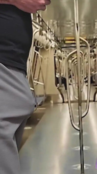 Almost Seen by Subway Passengers When She Touch Stranger's Dick Through Pants