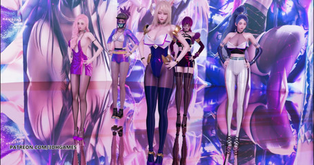 3D-Hentai Games: Dalshabet - Joker Ahri Akali Kaisa Evelynn Seraphine striptease kda sexy...