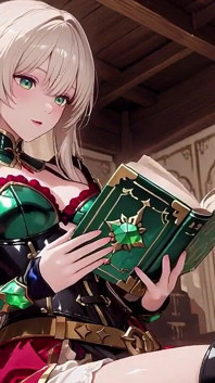 赤と緑の鎧をまとった禁断の幻想!金髪の騎士は誘惑的にくつろぎ、銀髪のパートナーはひざまずいて仕える