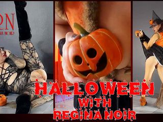 Regina Noir: Halloween Witch di Rtgina Noir Witch dengan labu dan penyapu....