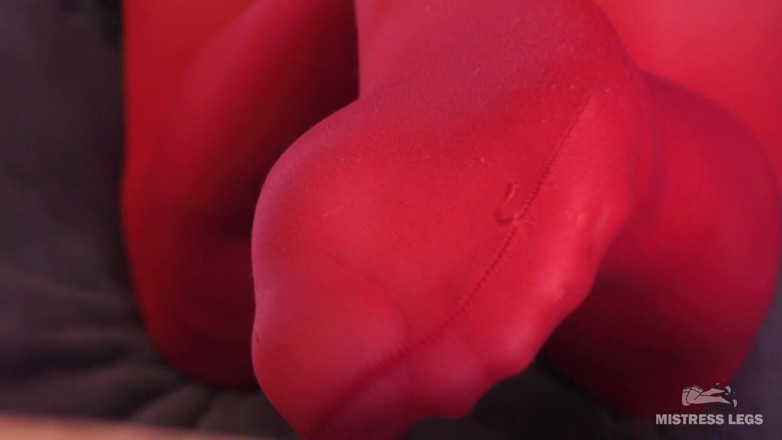 Mistress Legs: Sexy Mistress legs in sheer red pantyhose foot teasing