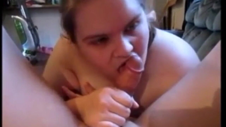 Fat House Wife: Cum slut wife sucking another young stranger hard cock &amp; swallowing...