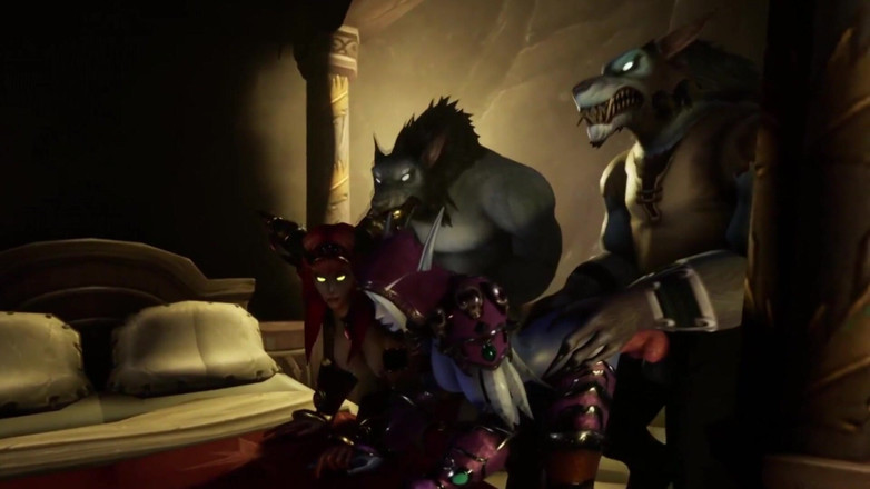 Wraith ward: Dwie elfy i dwa wilkołaki orgia gangbang