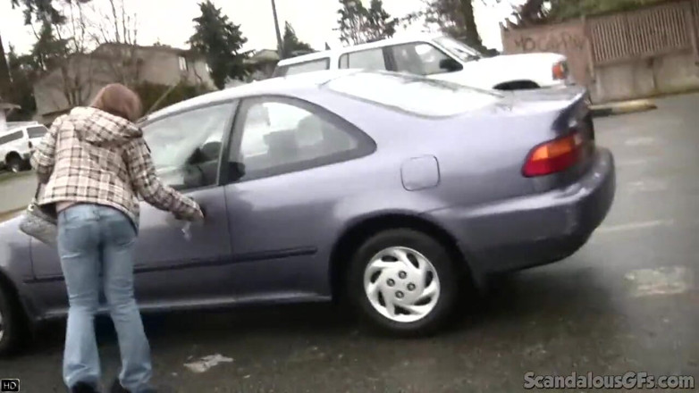 Scandalous GFs: Sexy teen girlfriend with petite boobs rides hardcore