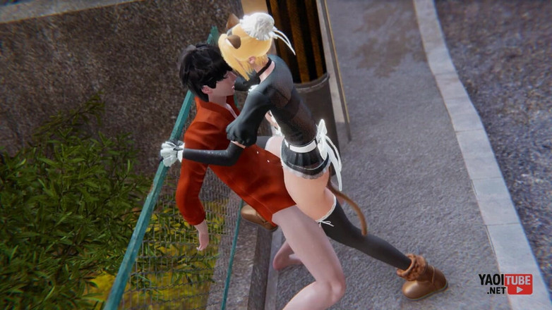 Yaoitube: Yaoi - servitoarea pisică sexy Femboy este futută în public