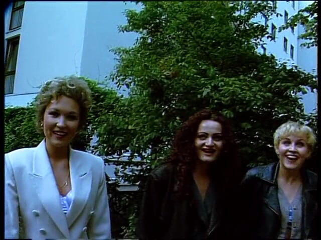 Lucky Cooch: Classy german females giving an outdoor interview