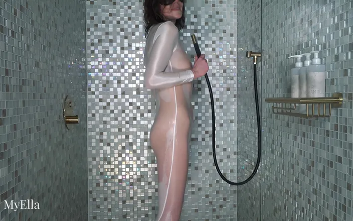 Myella: My New Super Tight Shiny White Catsuit