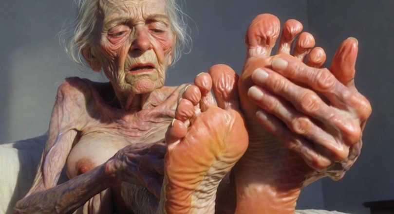 YOUR BEST FANTASY: Granny Foot Oil Play - Self Massage Makes Her Horny and...