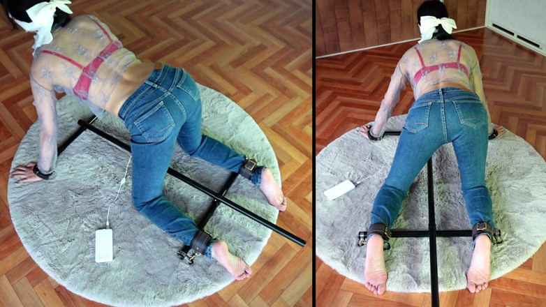 ushirosugatanomiki: A Woman Is Restrained on All Fours and Left at...