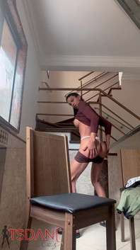 Daniela Santos, the Trans Woman with the Big Cock, Showing off Her Body at Home.