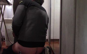 The MILF with Beautiful Legs and Pantyhose Irons and Gets Touched and Fucked