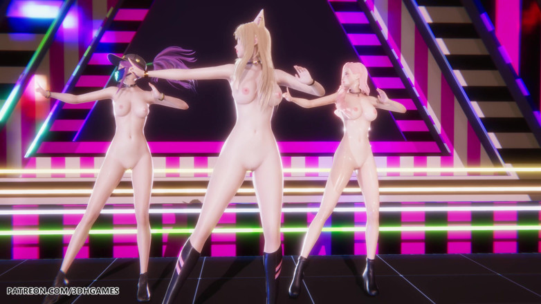 3D-Hentai Games: [MMD] Blackpink - Свисток Ahri Akali Seraphine, сексуальная обнаженная Лига легенд, хентай без цензуры, 4K 60fps