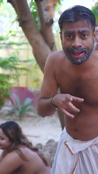 Desi Tharki Sasurji Gets Oil Massage From His Two Daughter in Law Outdoor and Fuck Them ( Hindi Audio )