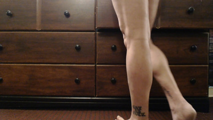 Abby Anna: Beautiful flexed pumped calf muscle