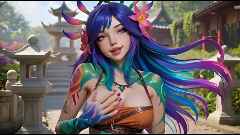 Ianimedia: 森林里的性感Neeko比基尼和面部射精