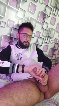 Massaging my cock with oil until I shoot a nice big load