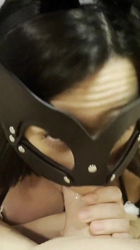 Hot Playboy Bunny Sucks and Jerks Roommate off to Get Cum on Her Hands and Face, Licks It All up