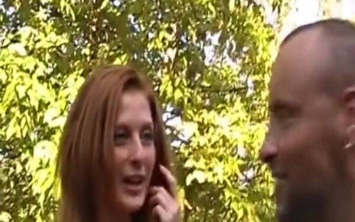 German Homemade: Pretty Ginger German Babe Rides Dick in Public Place