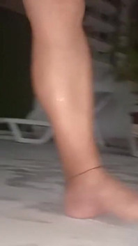 Foot Fetish My Stepmom Models Them in the Hotel Pool