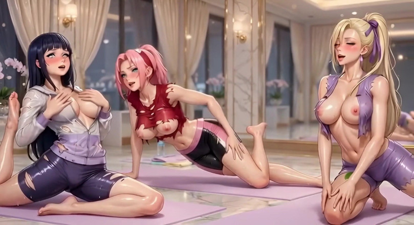 Ianimedia: Kelas yoga gadis naruto berubah jadi liar sakura, besar hinata...