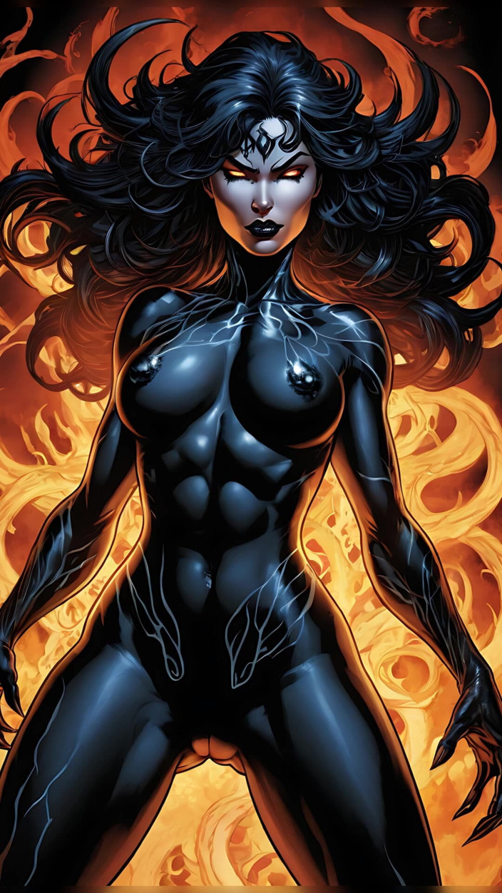 LustRender: Obsidienne nue, flamme, vrilles