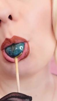 Asmr Video: Lipstick, Mesh Gloves and Lollipop