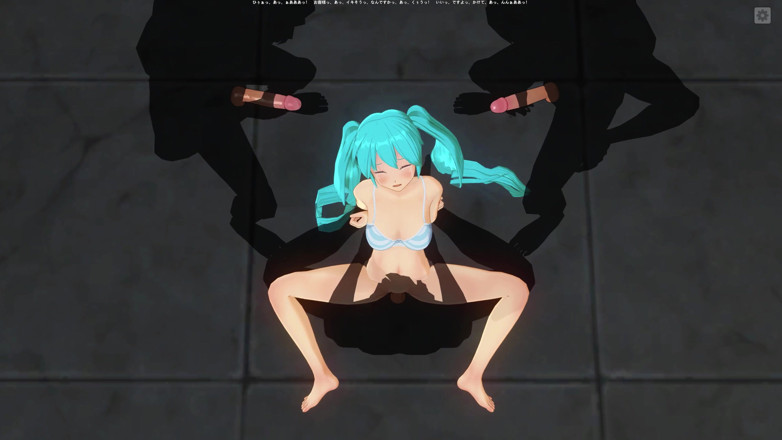 H3DC: 3D HENTAI. Caras se masturbam para Miku enquanto ela é fodida