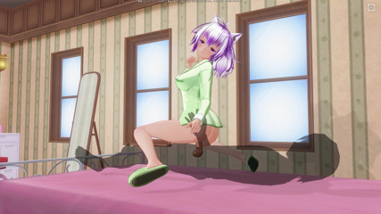 H3DC: HENTAI 3D. Bella fidanzata in pigiama verde cowgirl al contrario