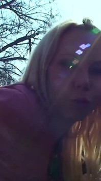 I fuck this amazing hot blonde slut giving blowjob with natural tits outdoors where they can see us