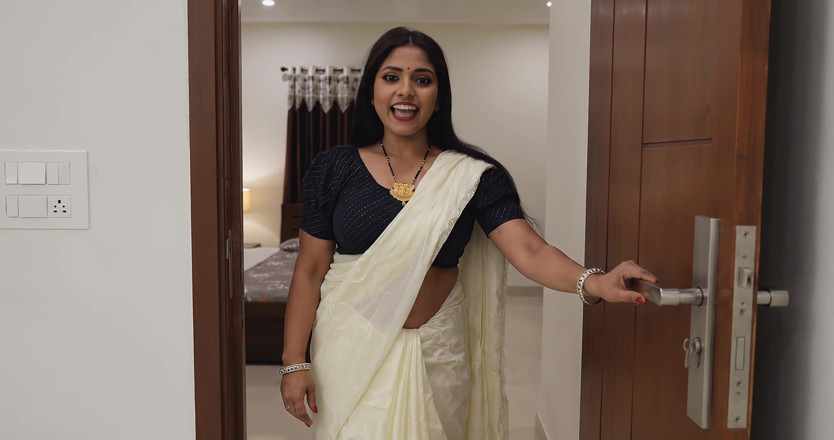 Necola: White Saree Desi Beautiful Bhabi Blowjob and Hard Fucking Video