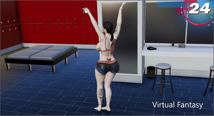 Virtual fantasy studio: bikni aur shorts men rang taitoo striping ke saath bare...