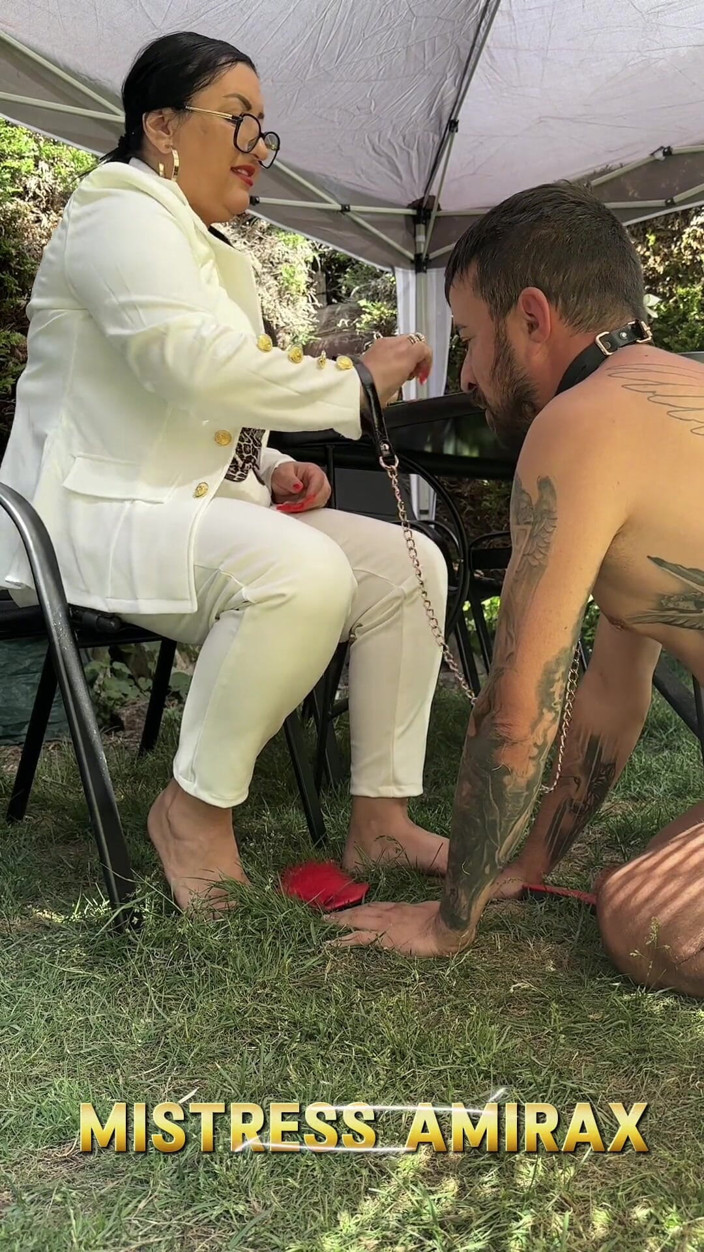 MistressAmiraX: My Human Ashtray in the Yard - Mistress Always in Control