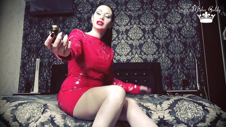 Goddess Misha Goldy: A little bottle will make you very submissive and completely...