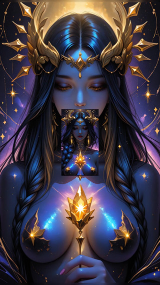 VelvetInk Studio: Împărăteasa goală a Galaxiei Materiei Întunecate Cristal, zeița cosmică Ai Art...