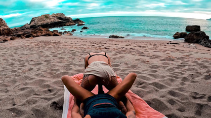 MaskCouple: Sex on the beach on holiday with horny girlfriend