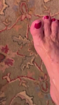 Cum on Stepaunt's Feet with Red Nails and Anklet JOI Dirty Talk MILF GILF Footjob
