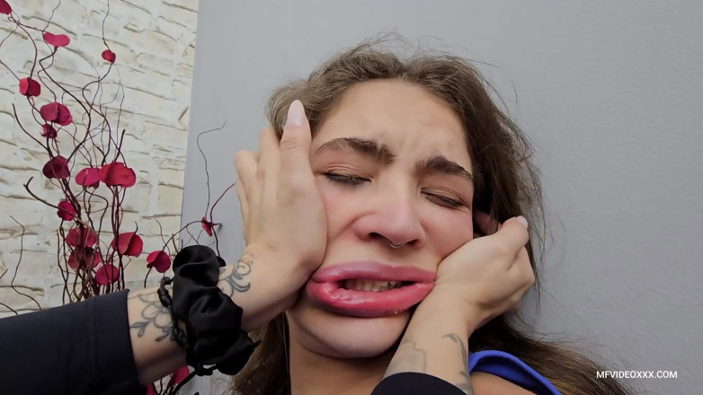 MF Dominance: Smashing the Stupid Teen's Face with Her Hands