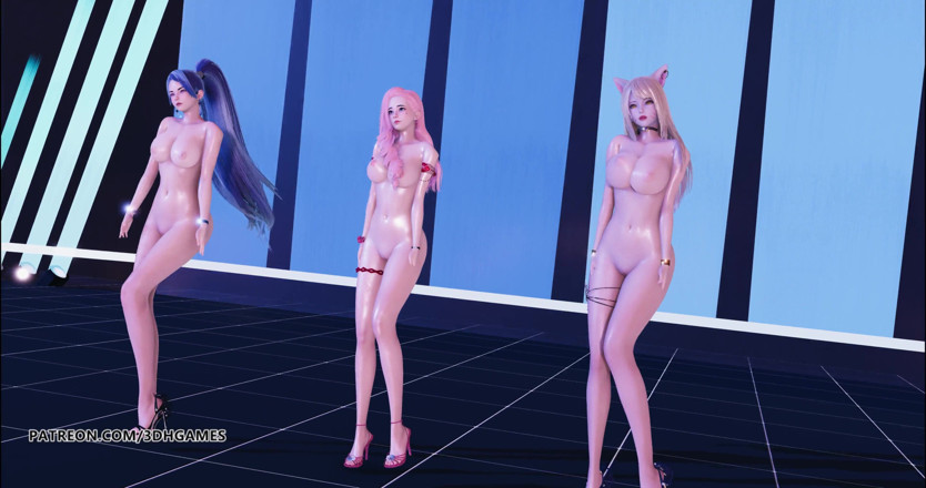 3D-Hentai Games: Kara - Step Ahri, Kaisa, Seraphine, Liga Tarian Bogel Seksi KDA