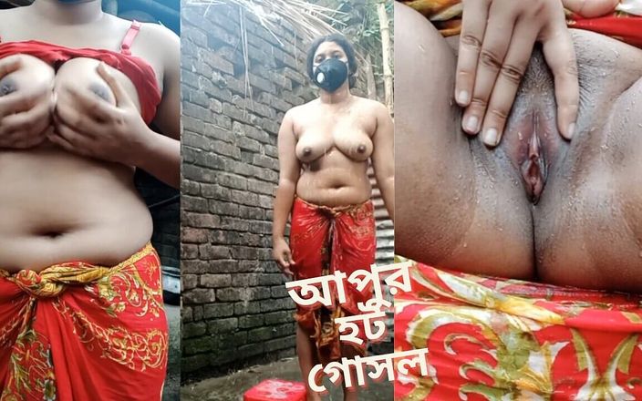 Modern Beauty: 我的继妹拍摄她的洗澡视频。美丽的孟加拉国女孩大胸部成熟淋浴与全裸