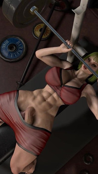 Gim tebal dickgirl kerja pantat di gim