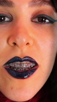 Gothic Dark Blue Lipstick and Glossy Lips