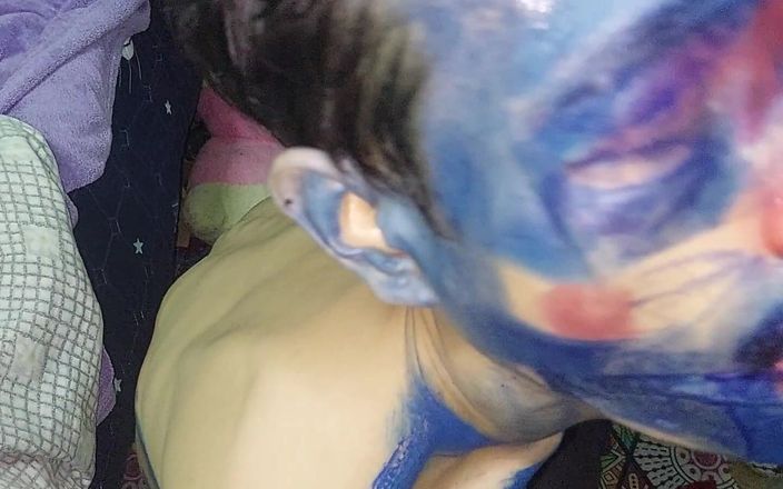 Clown likes to play with colors. Aof: Masturbating in a Painted Suit