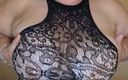 Busty granny: セクシーなBBW成熟した母に黒のランジェリー