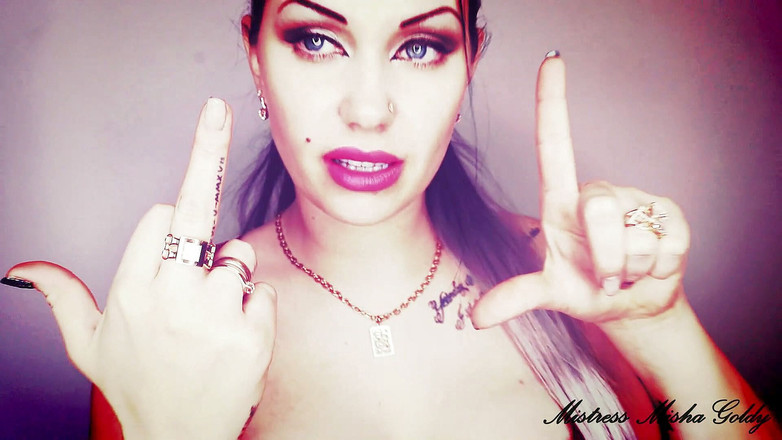 Goddess Misha Goldy: Sembah bibir saya, simbol loser dan jari tengah! Joi yang...